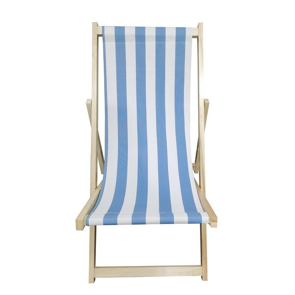 Wood Sling Chair Blue Stripe Broad Dark Blue Stripe