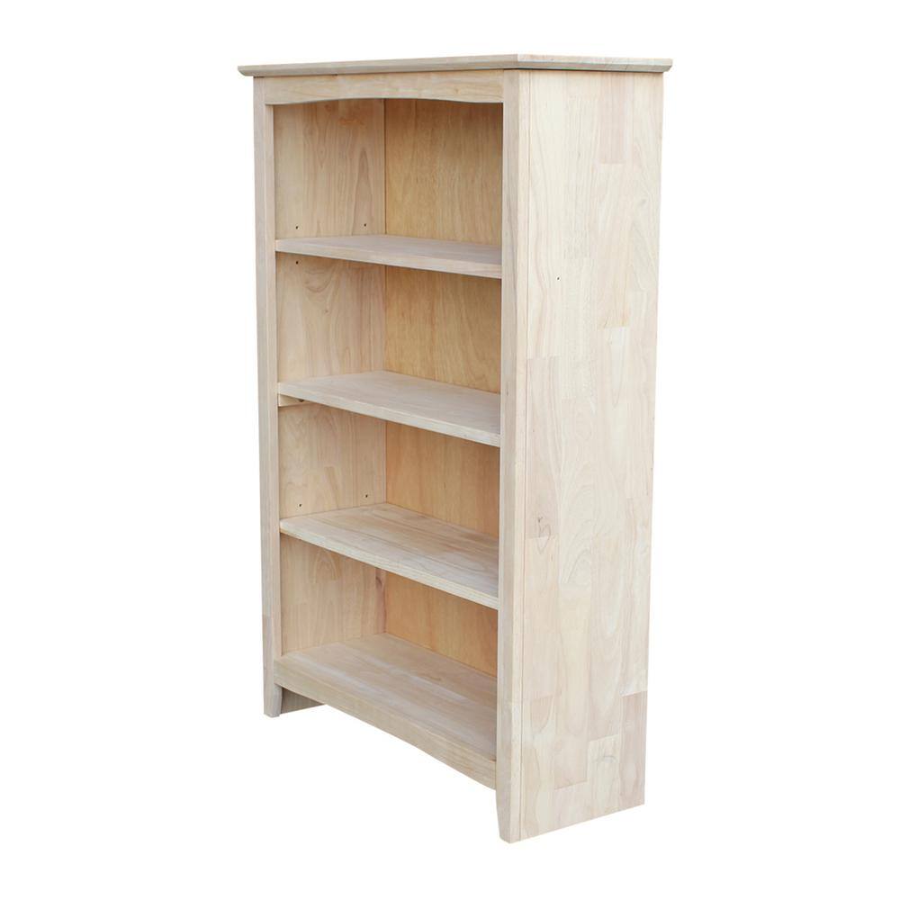 International Concepts 48 in. Unfinished Wood 4-shelf Standard Bookcase with Adjustable Shelves SH-3224A