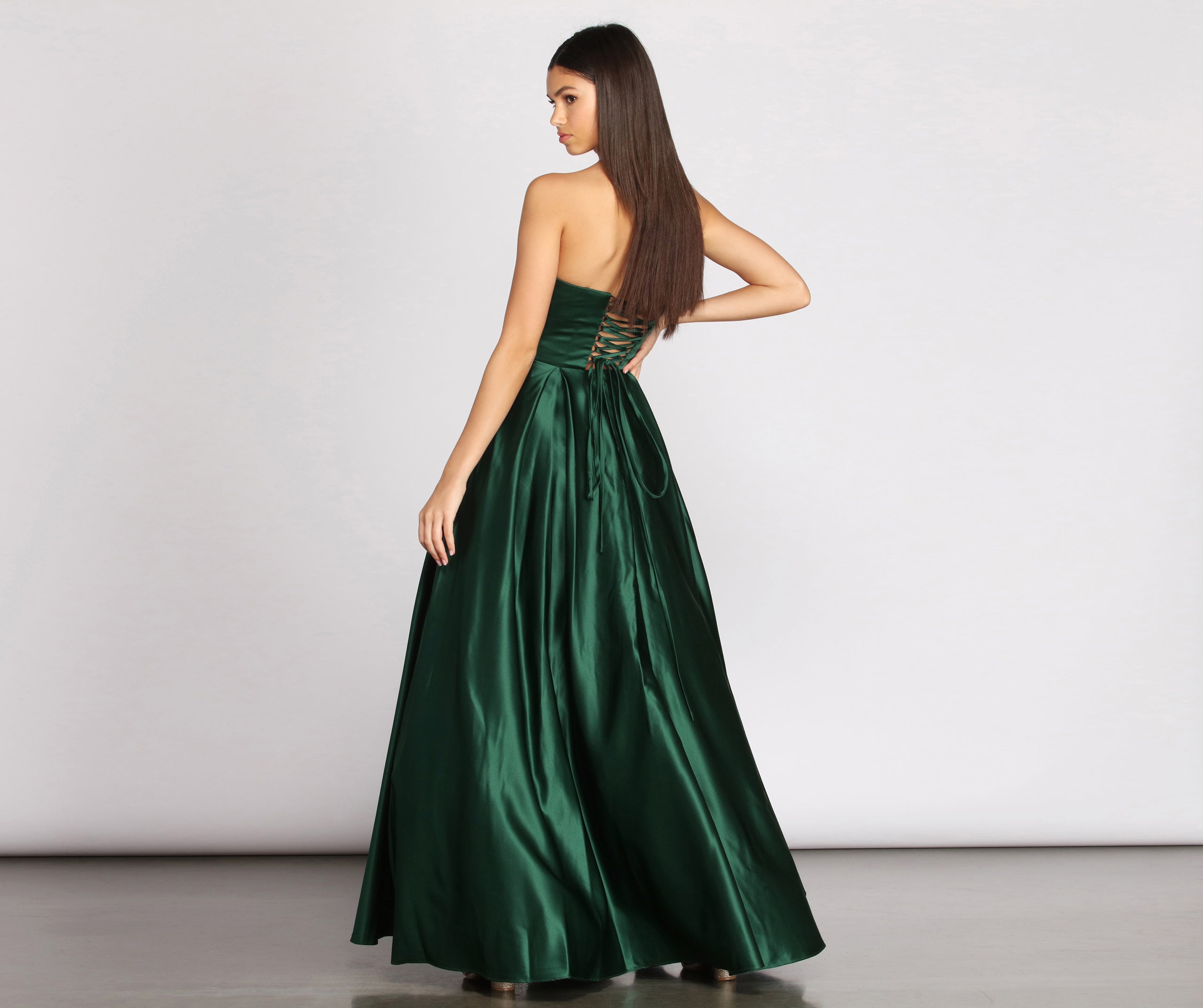 Joanne Floral Satin Ball Gown