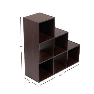 Home Basics Open and Enclosed Tiered Espresso 6 MDF Cube Organizer HDC92671