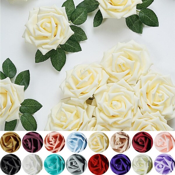 24Pcs Foam Rose Flowers with Stems