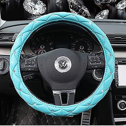 Comfort Leather Auto Car Steering Wheel Wrap Cover，anti Slip Universal 15 Inch，blue