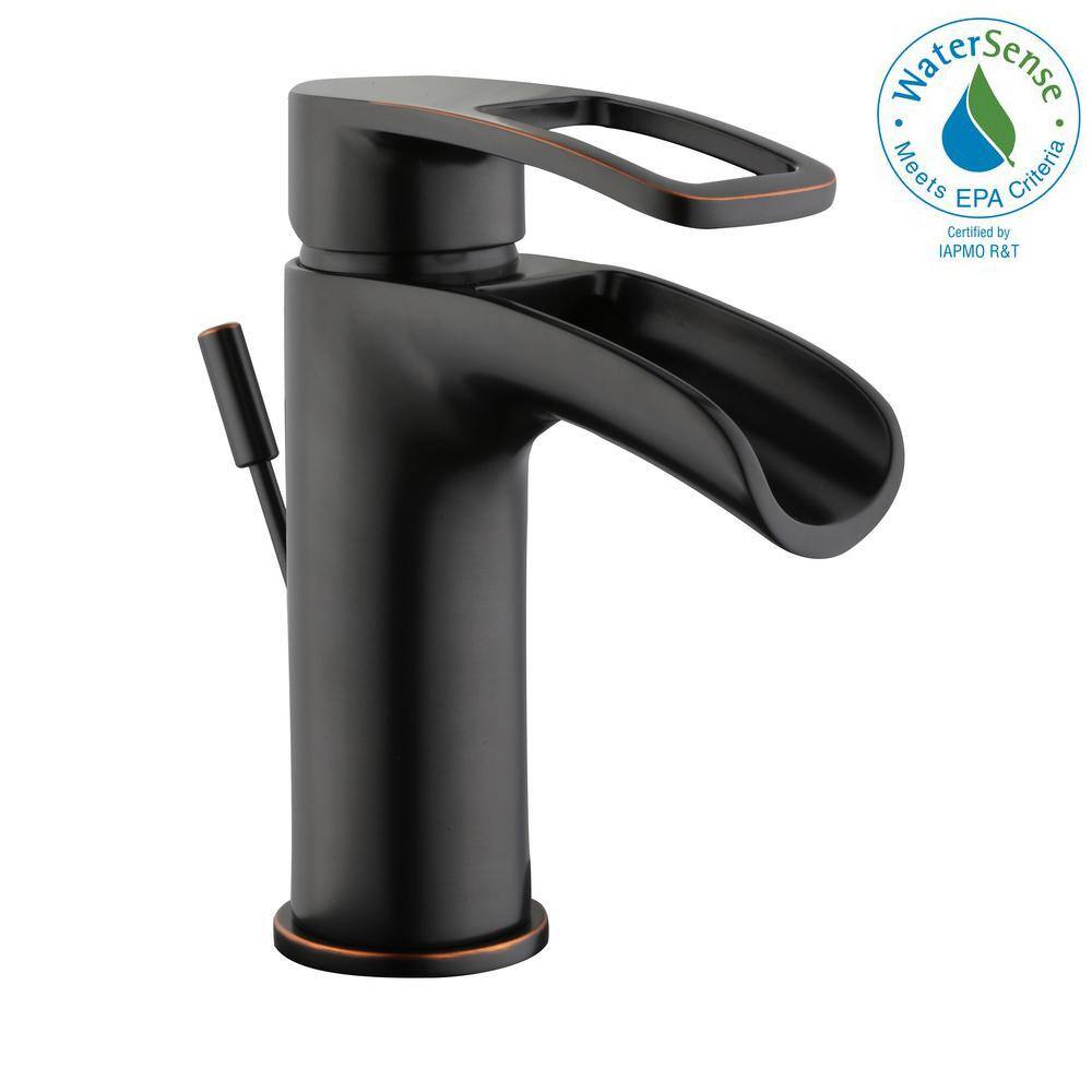 Glacier Bay Kiso Single-Handle Single Hole Low-Arc Bathroom Faucet in Bronze HD67733W-6027D