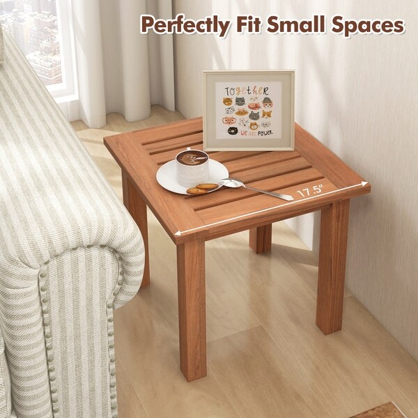 Patio Hardwood Square Side Table with Slatted Tabletop