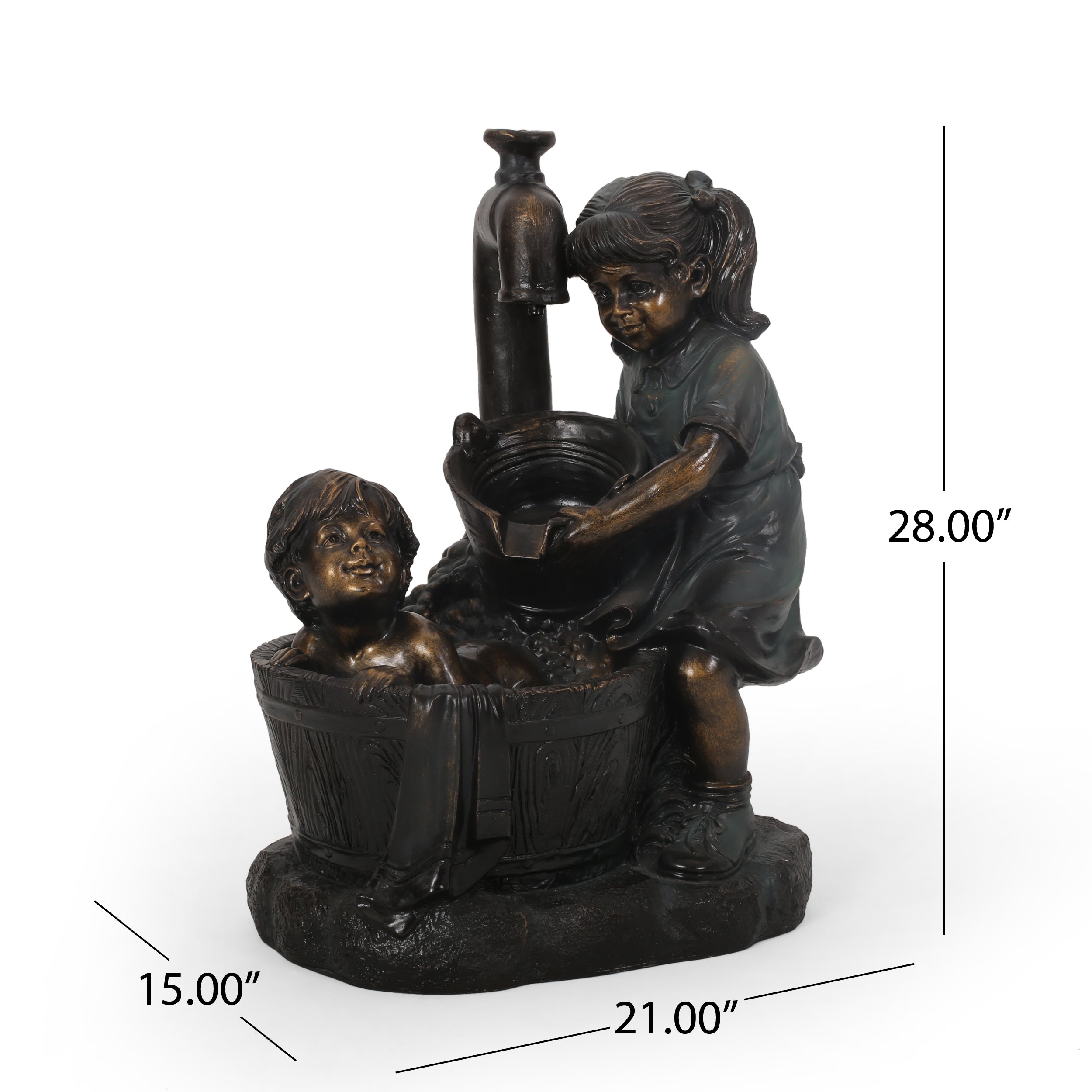 Padma Outdoor Resin Fountain， Bronze