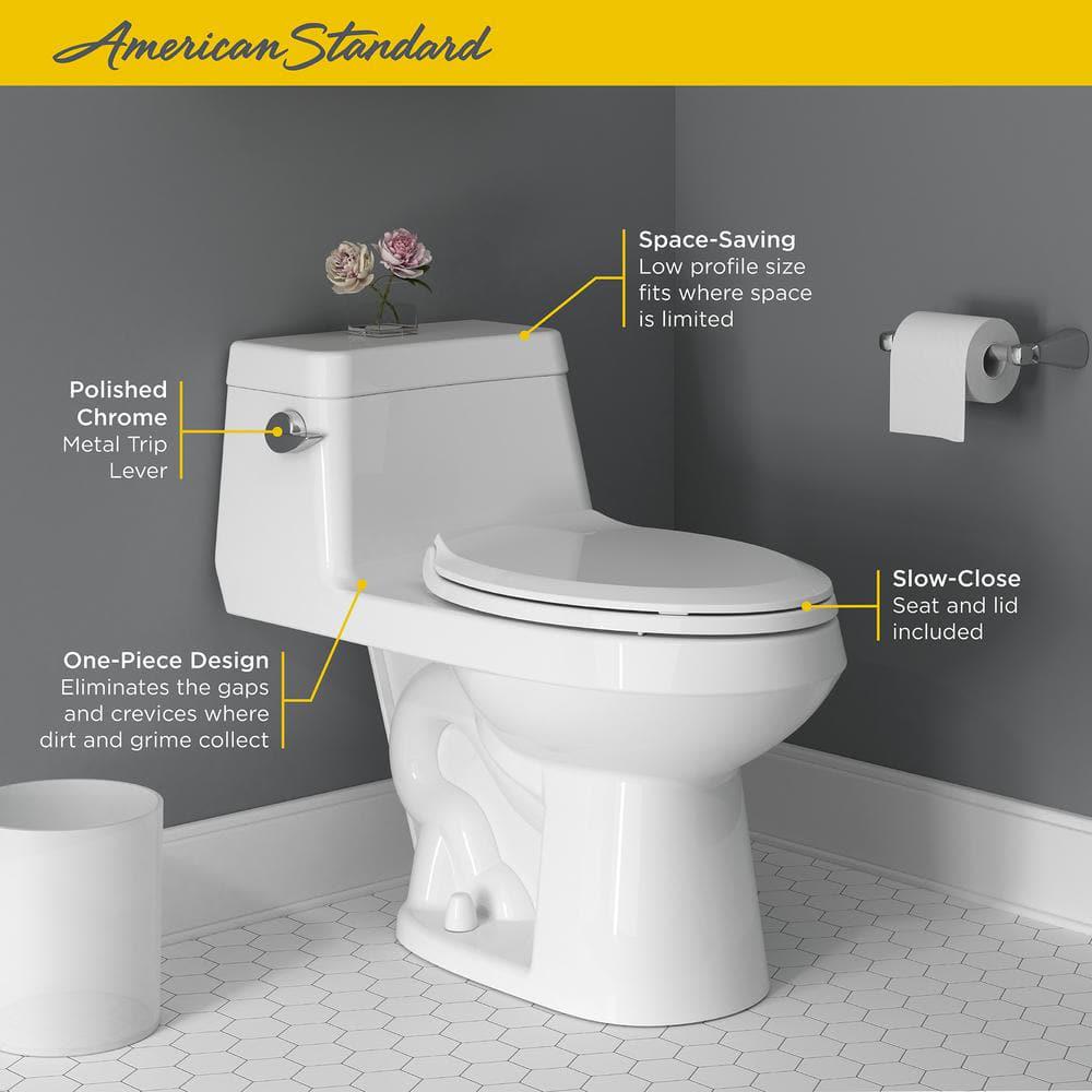 American Standard Colony 1Piece 128 GPF Single Flush Elongated Toilet in White Seat Included