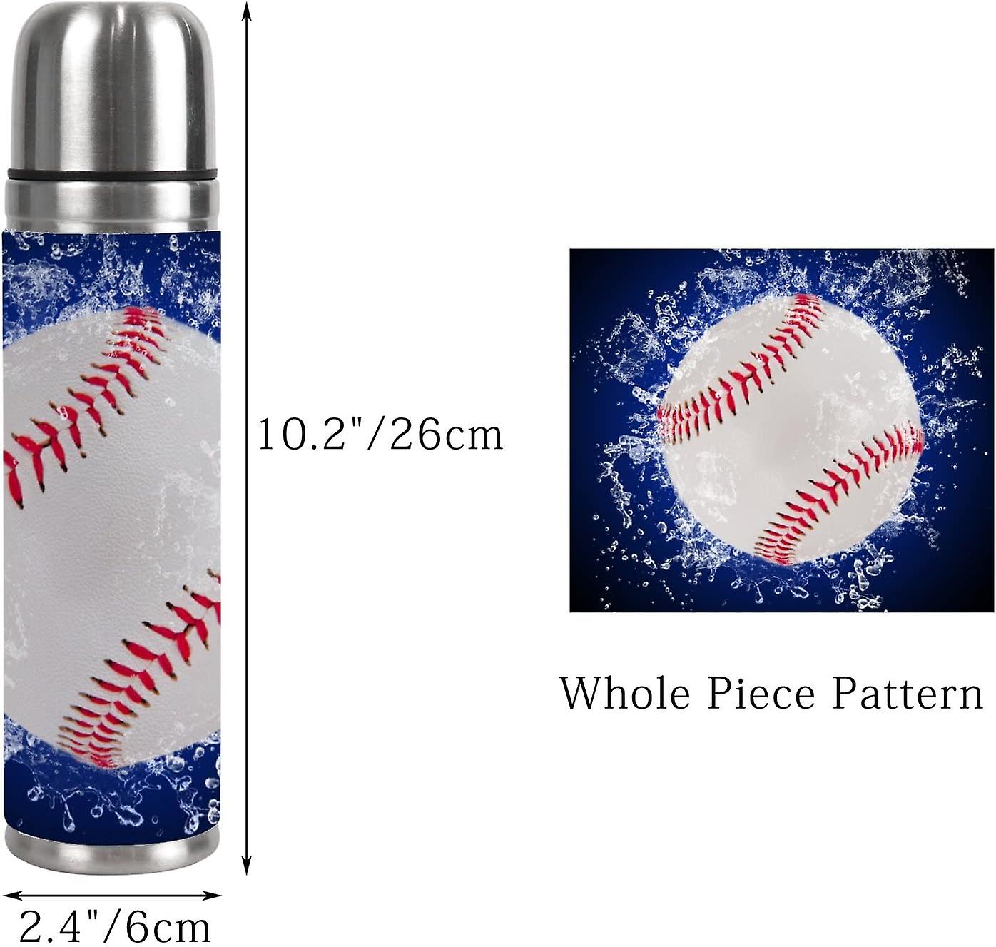 Insulated Mug Stainless Steel Water Bottle Baseball In Splashing Water Vacuum Cup Travel Mug For School Office