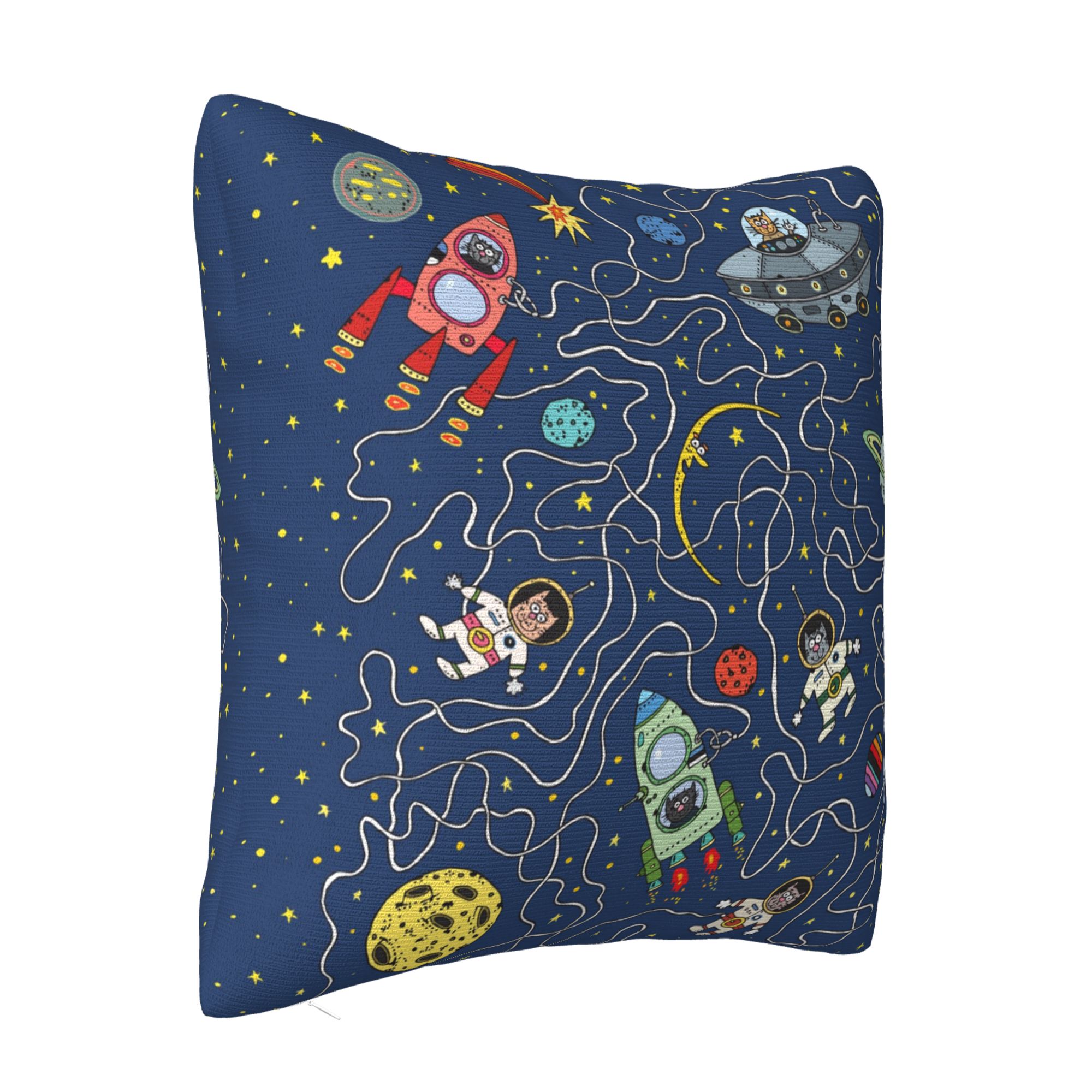 ZICANCN Space Astronaut Cat Rocket Decorative Throw Pillow Covers, Bed Couch Sofa Decorative Knit Pillow Covers for Living Room Farmhouse 24