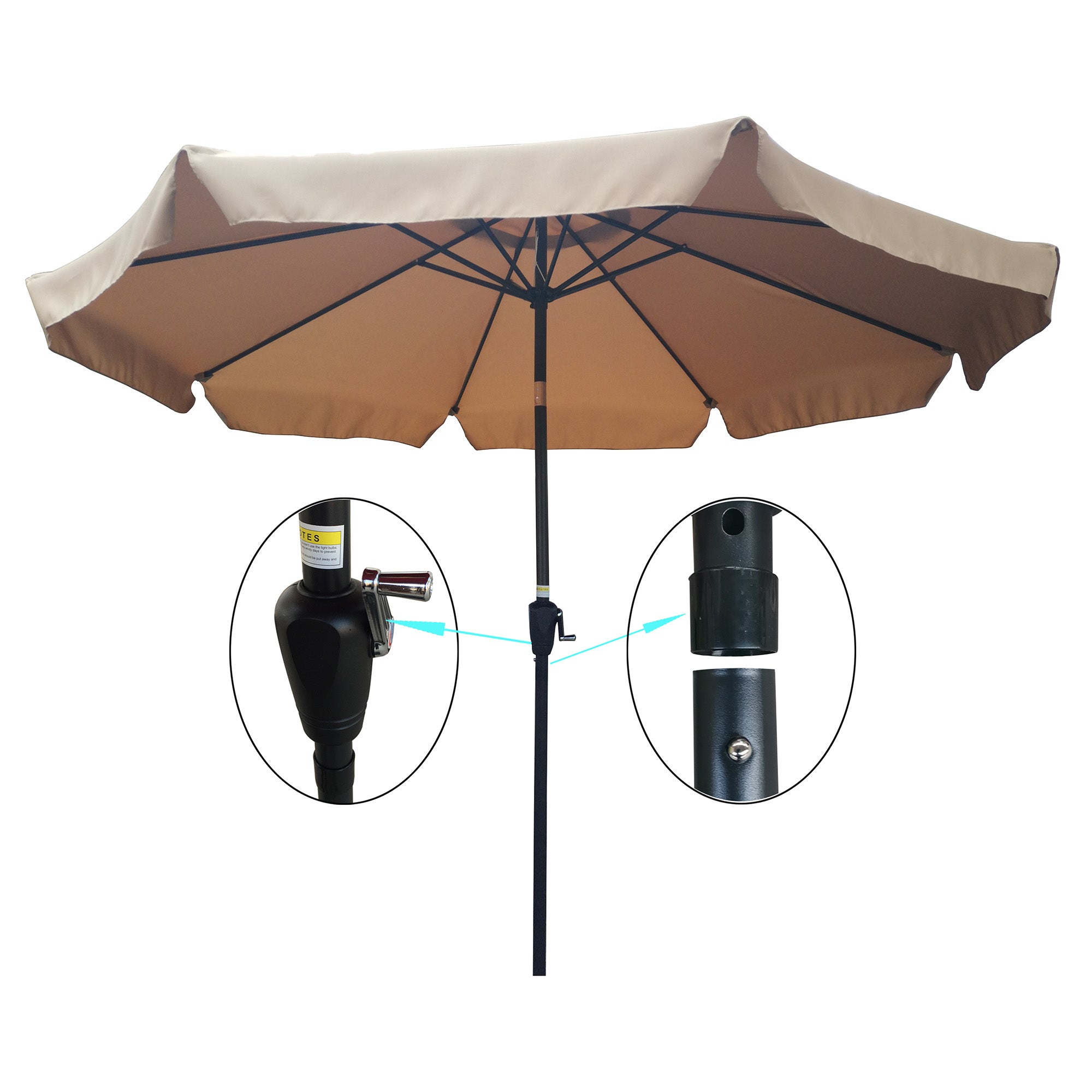 10 ft Patio Umbrella Market Table Round Umbrella Outdoor Garden Market Umbrellas with Crank and Push Button Tilt for Garden Deck Backyard Pool Shade Outside Deck