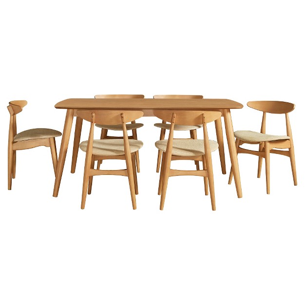 Cortland Danish Modern Natural Dining Set Natural beige Inspire Q