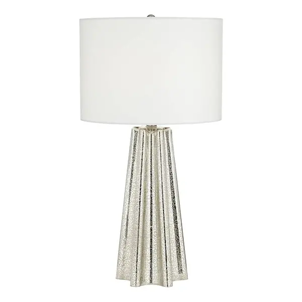 Modern Table Lamp Fluted Mercury Glass White Drum Shade - 14