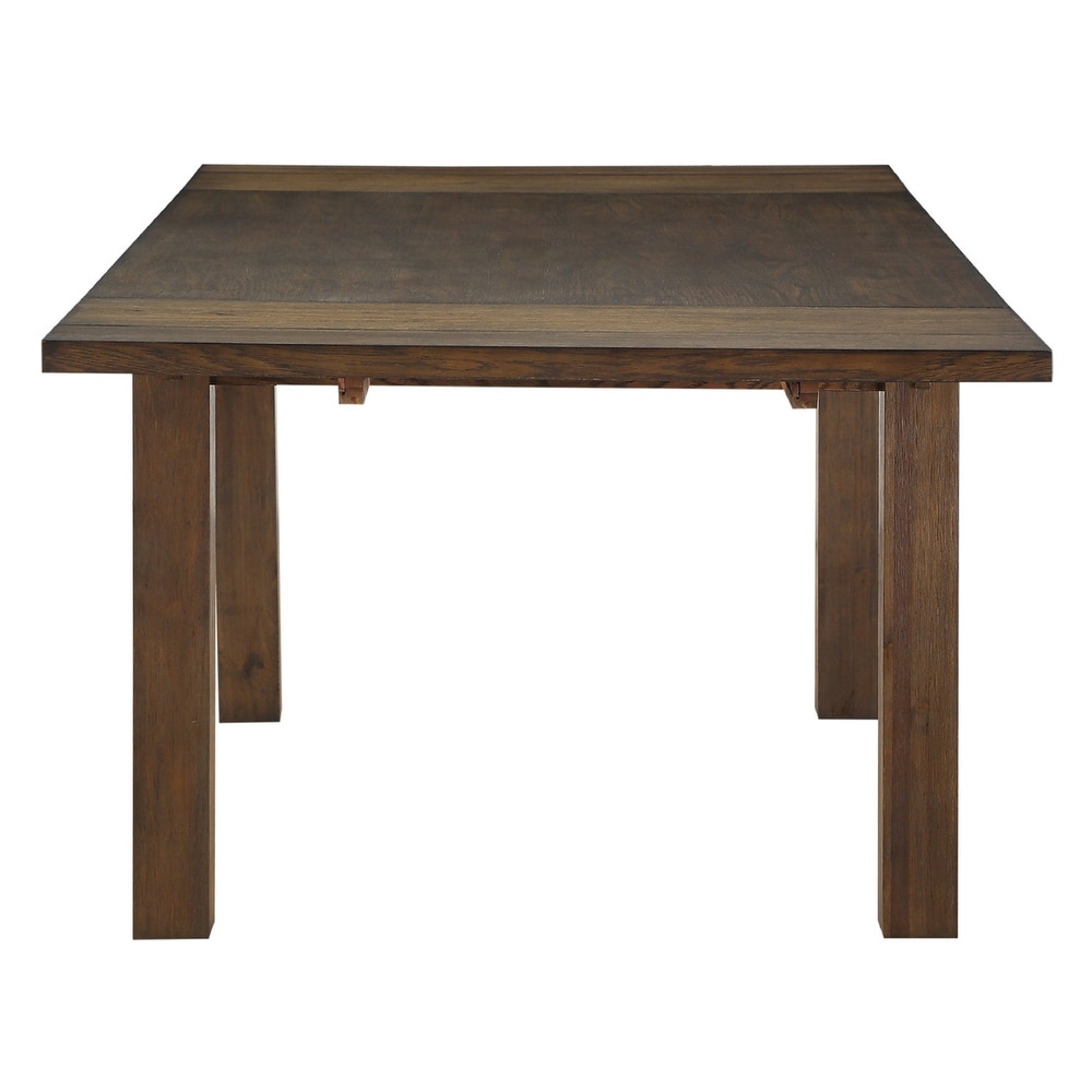 Rectangular Dining Table with Leaves in Dark Oak