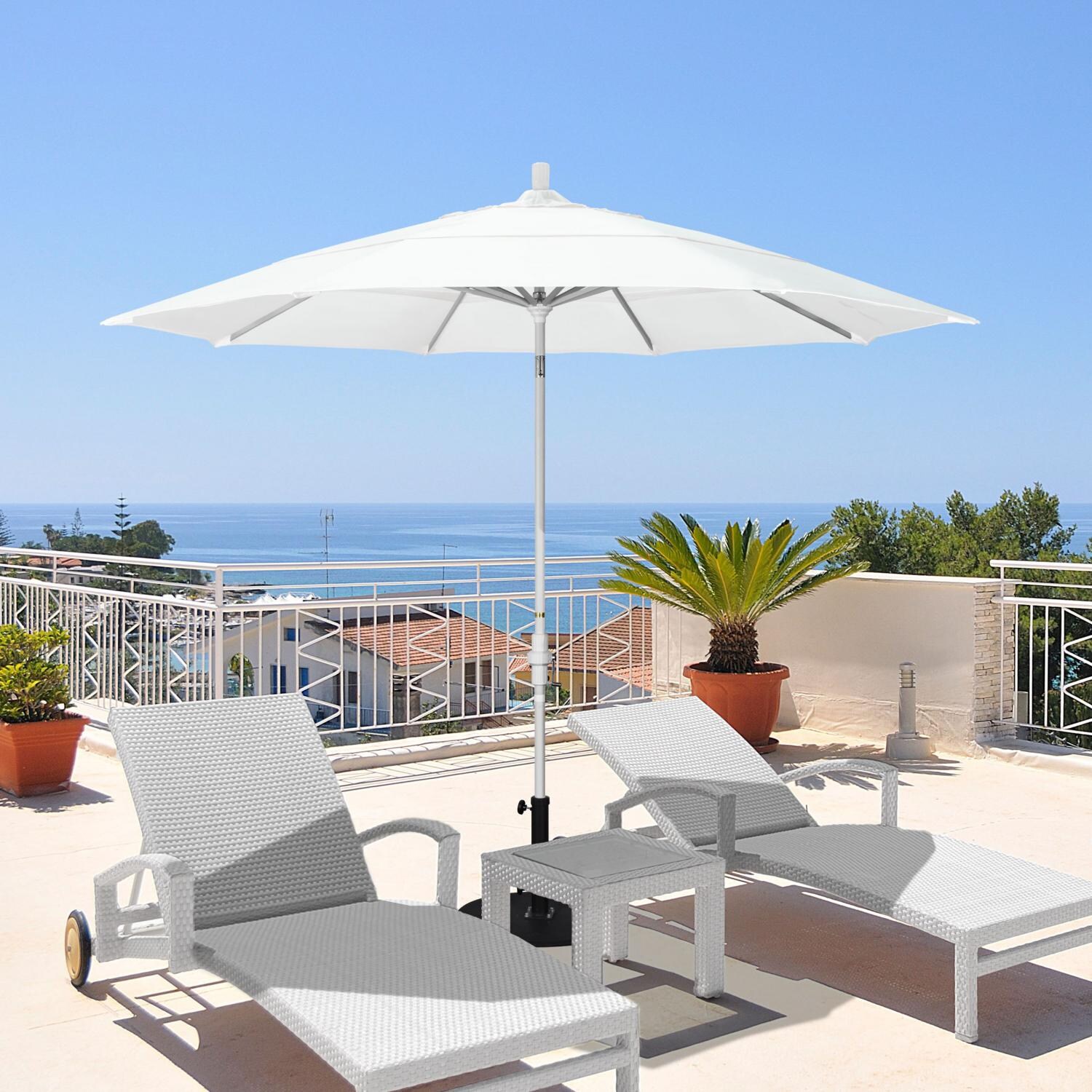 California Umbrella 11 Ft. Octagonal Aluminum Collar Tilt Patio Umbrella W/ Crank Lift and Aluminum Ribs