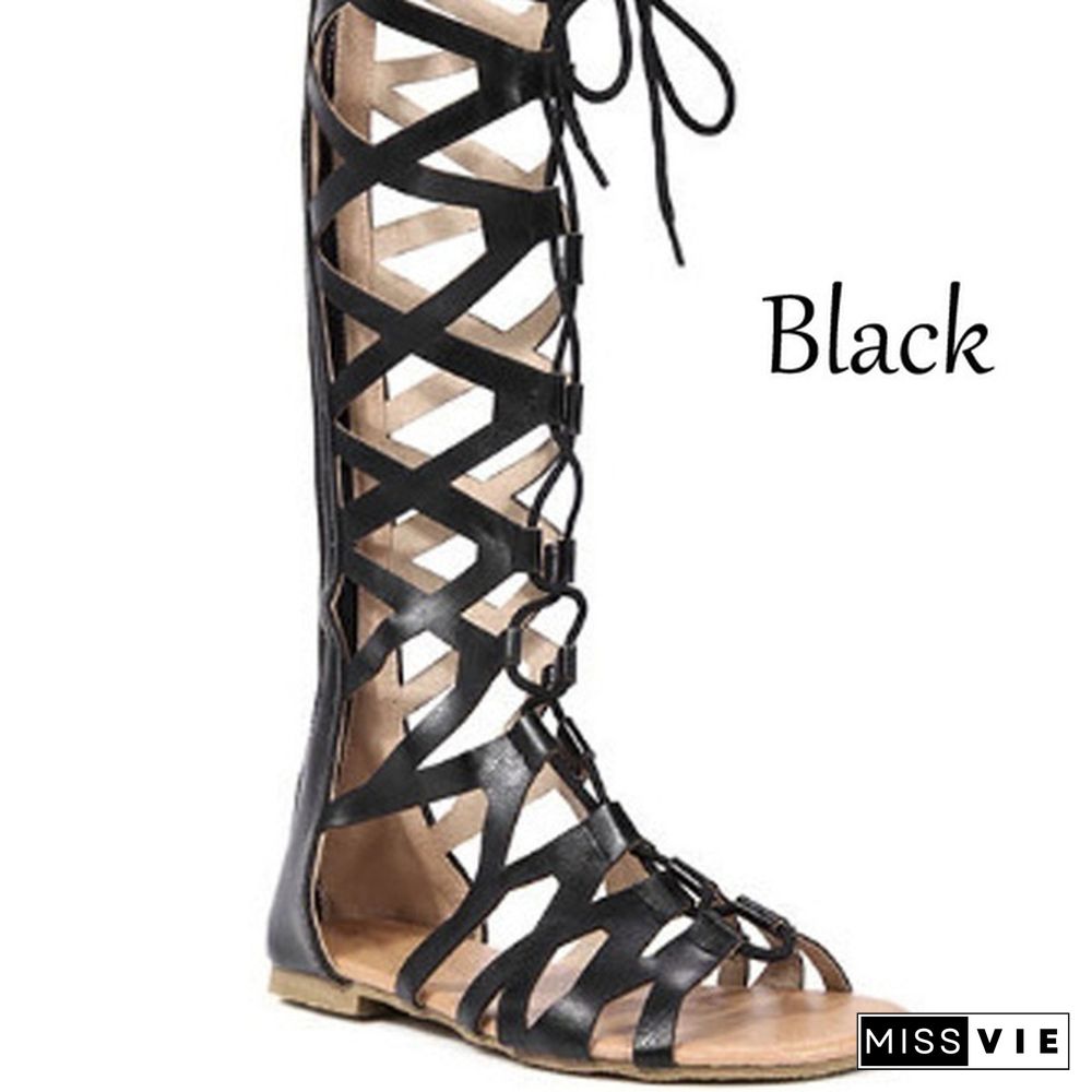 New Gladiator Sandals Ladies Summer Shoe Women Casual Knee-High Boots Multi-Strap Gladiator Sandals Women Shoes Large Size 35-43