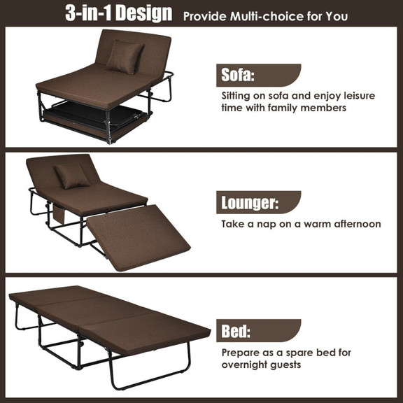 Costway 31478960 Folding Guest Sleeper Bed w/6 Pos...