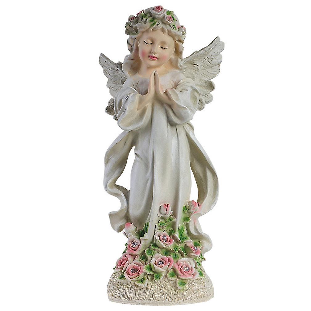 Solar Flower Fairy Angel Resin Crafts Garden Statues Sculptures Outdoor Ornament Crafts