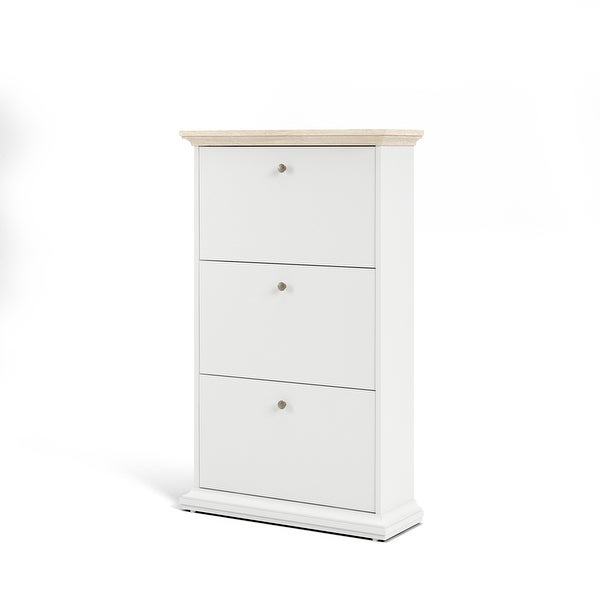 Porch and Den Virginia Contemporary 3-Drawer White Shoe Storage Cabinet - - 11860007