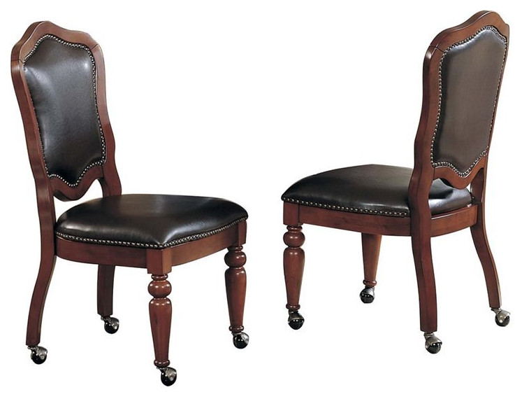 Sunset Trading Bellagio 18 quotWood Dining Chairs in Brown Cherry (Set of 2)   Traditional   Dining Chairs   by Homesquare  Houzz