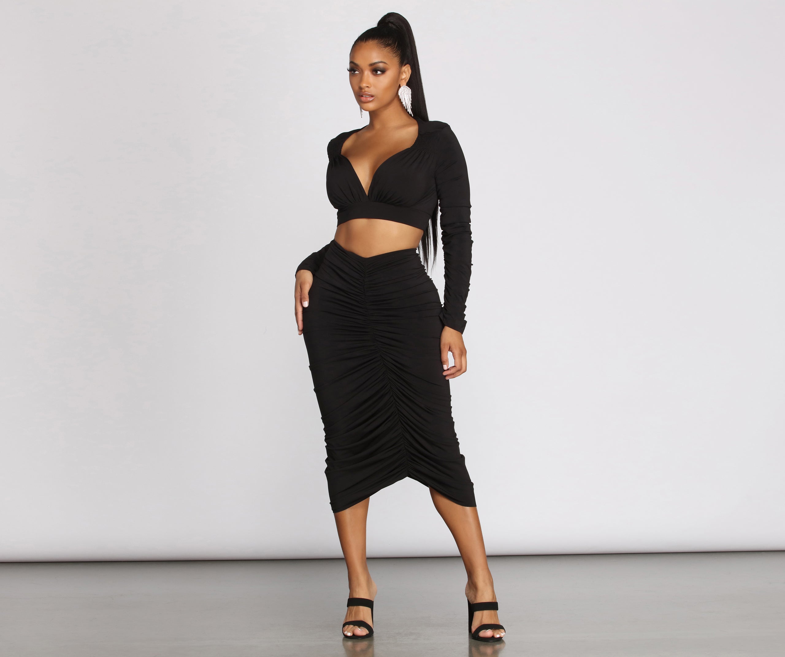 Excuse Me Miss Ruched Midi Skirt