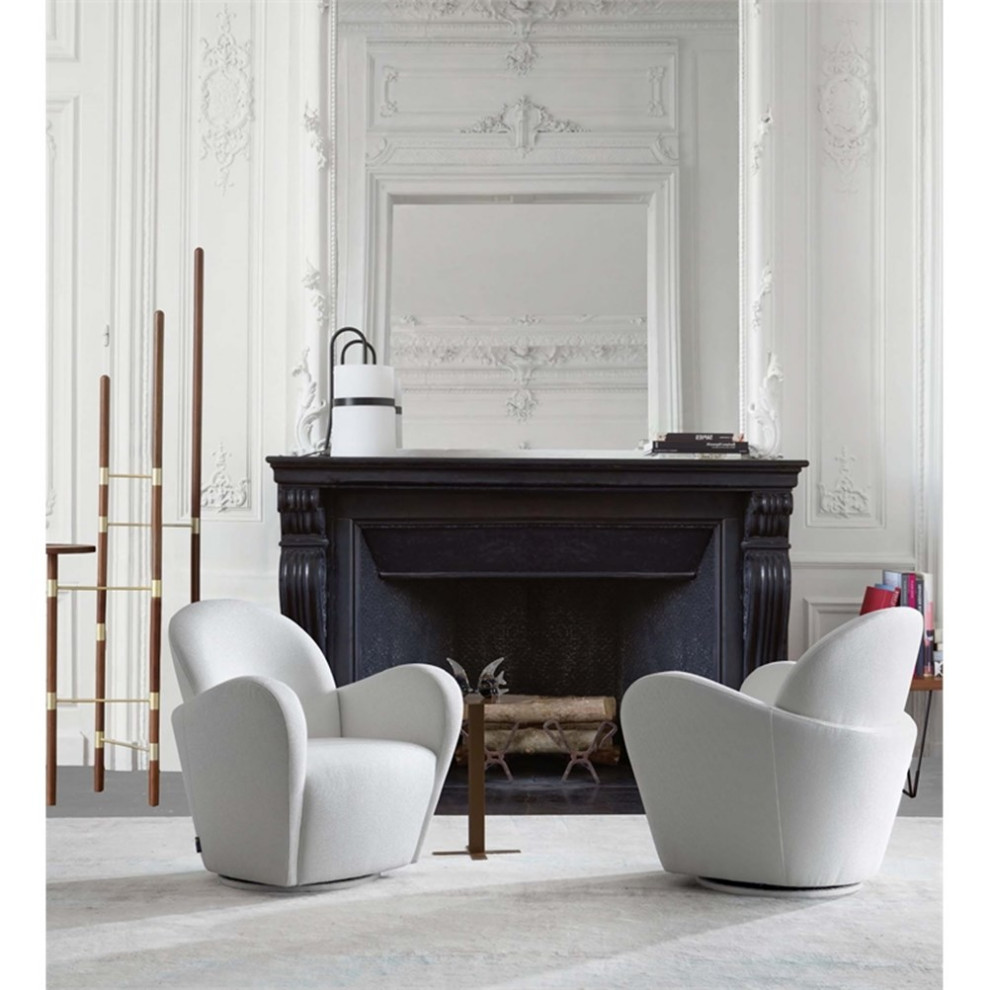 Pasargad Home Elena Collection Modern Swivel Chair Ivory   Contemporary   Armchairs And Accent Chairs   by Homesquare  Houzz