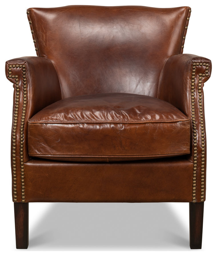 Topeka Leather Club Chair   Transitional   Side Tables And End Tables   by Sideboards and Things  Houzz