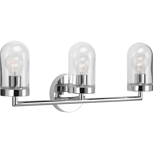 Signal Collection 3-Light Polished Chrome Clear Glass Coastal Bath Vanity Light