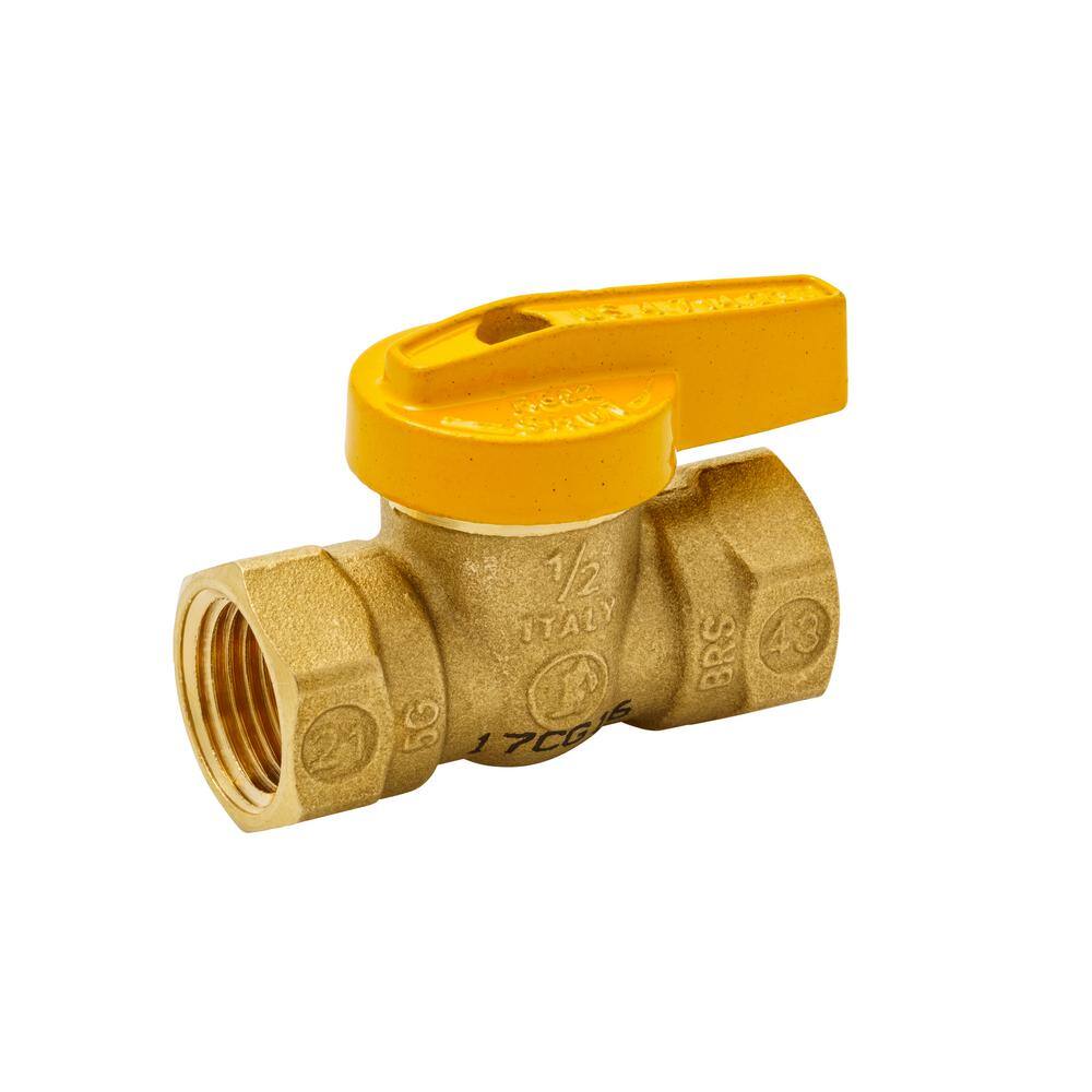 Everbilt 12 in. Brass Lever-Handle FPT 1-Piece Body Gas Ball Valve 110-523EB