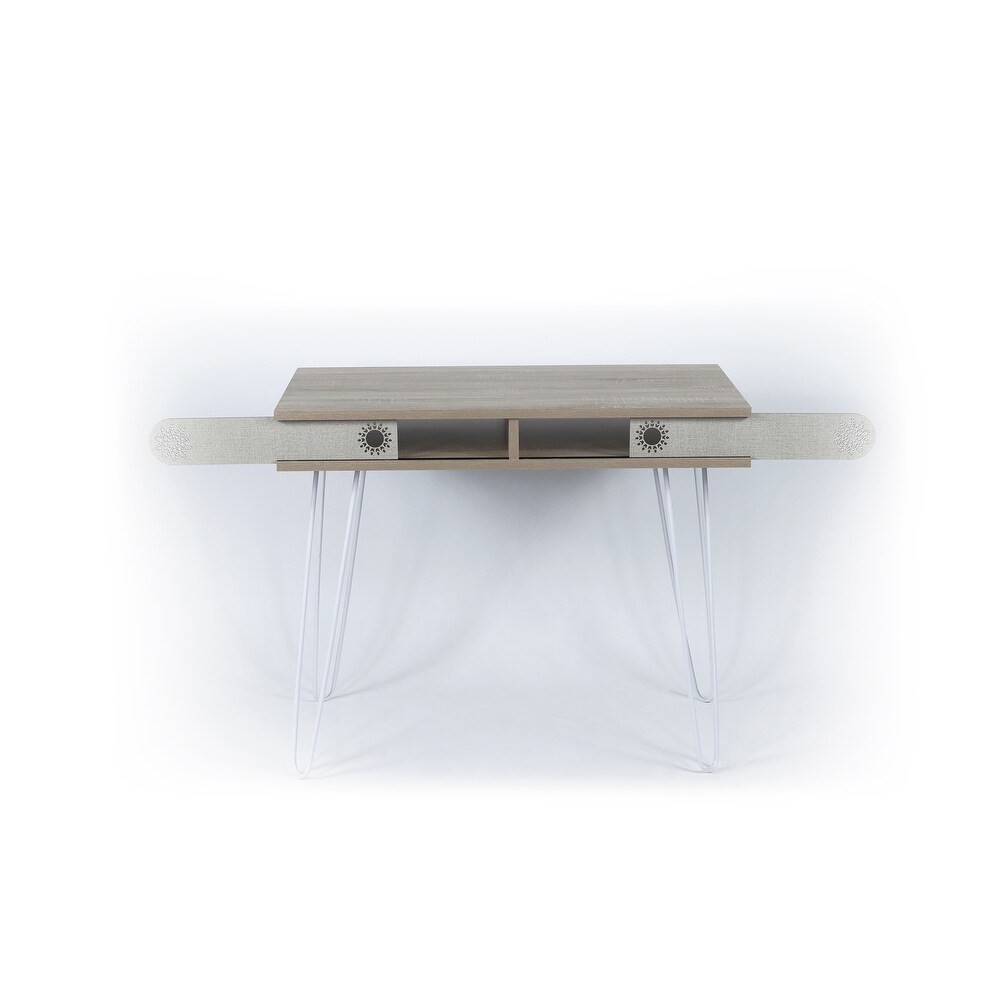 2 Drawers Wood Study Desk Metal Legs Study Desk