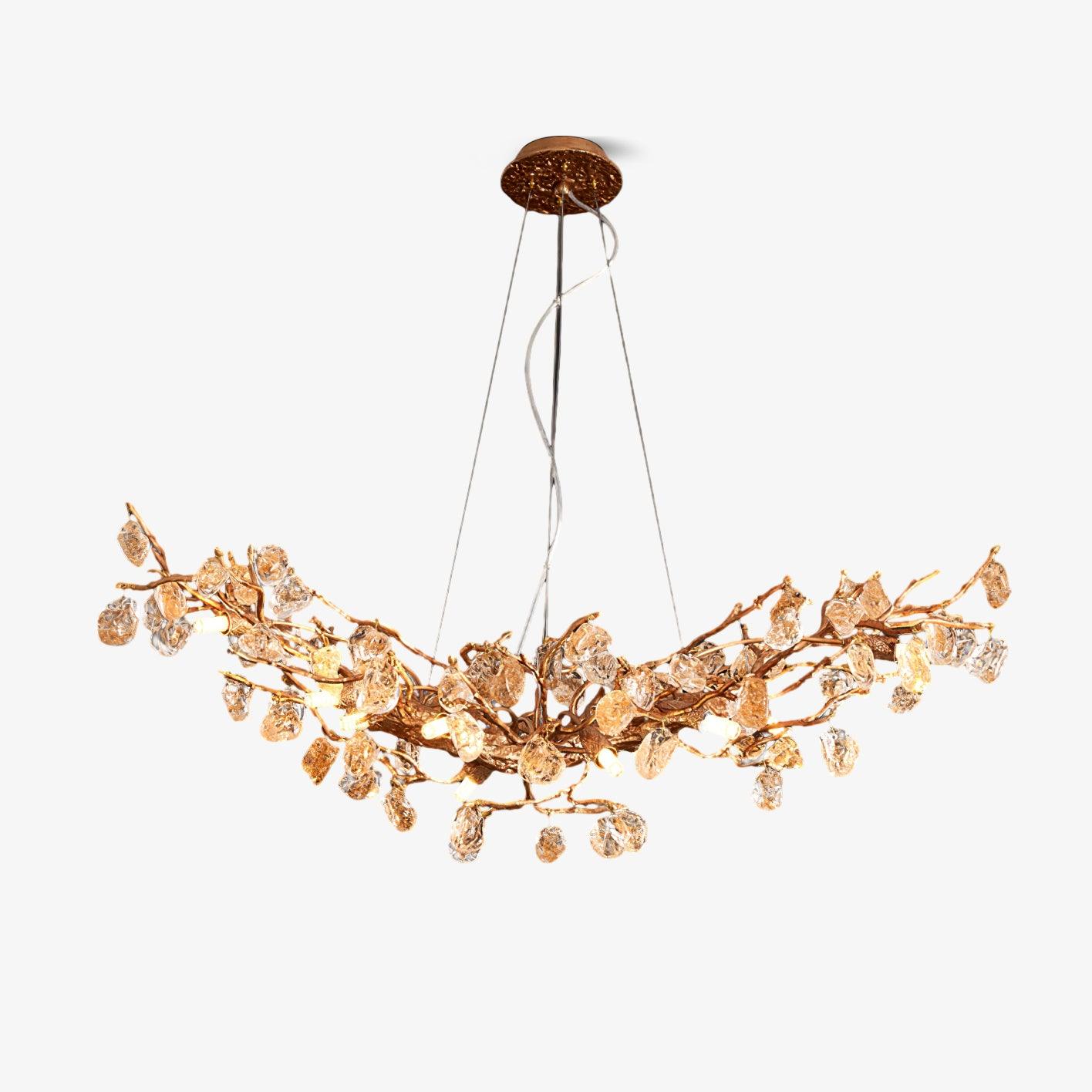 Stone Crystal Brass Chandelier