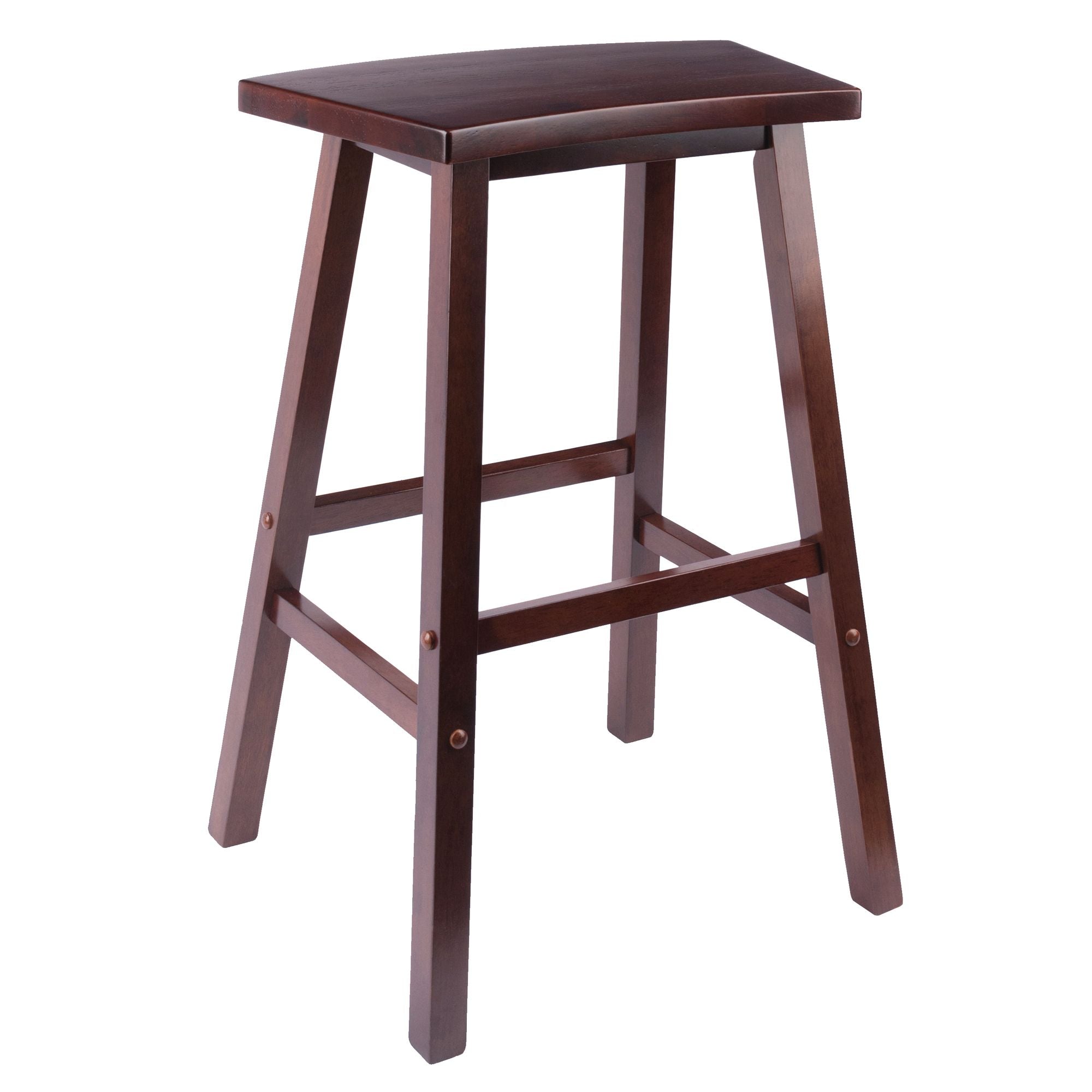 28.5 Walnut Brown Fan Shaped Bar Stool with Crossbar Footrests