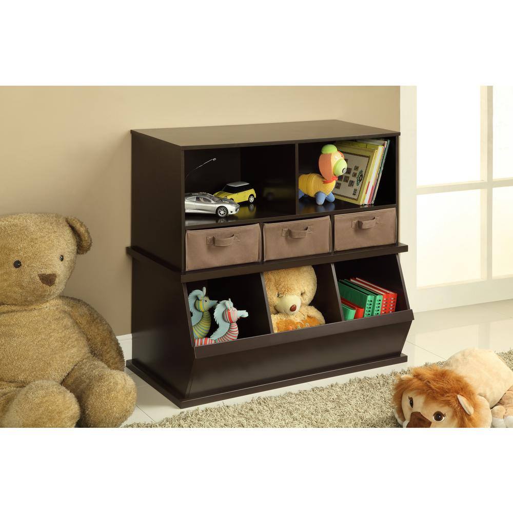 Badger Basket 37 in. W x 17 in. H x 16 in. D Espresso Stackable Shelf Storage Cubbies with 3-Baskets 90821