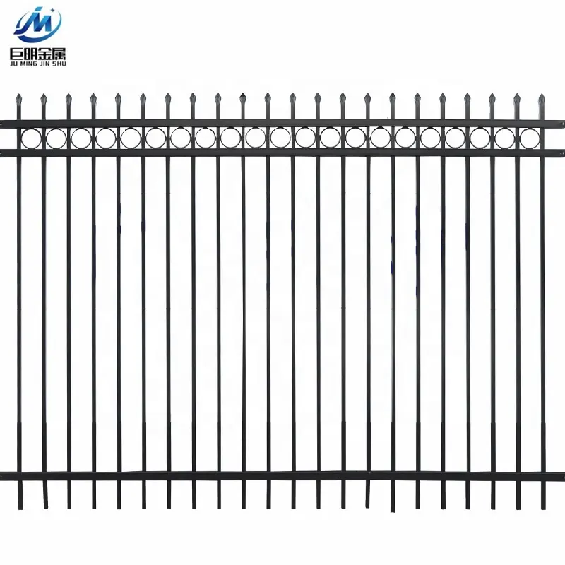 Factory Supply Easy Assembled  Cheap Metal galvanized black power coated steel fence Wrought Iron Fence Panel