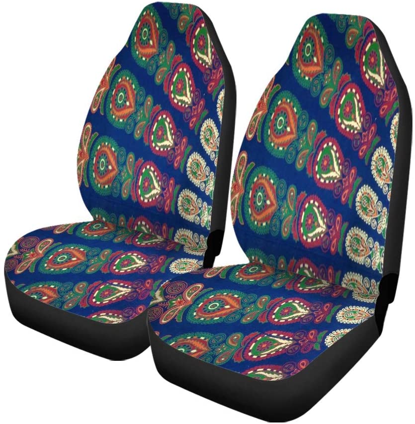 ZHANZZK Set of 2 Car Seat Covers Colorful Dorm Abstract Carpet Circle College Universal Auto Front Seats Protector Fits for Car，SUV Sedan，Truck