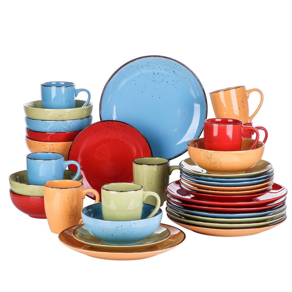 vancasso Navia Tropical Multi-colors 32-Piece Stoneware Dinnerware Sets with Dinner Dessert Plate Bowl Mug (Service for 8) VC-NAVIA-16-SL*2