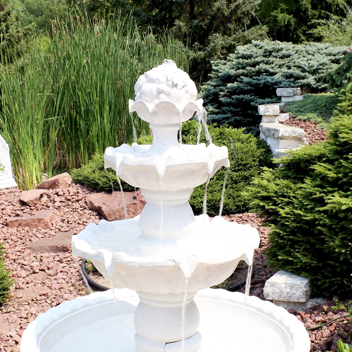 Sunnydaze Decor 4-Tier White Electric Water Fountain