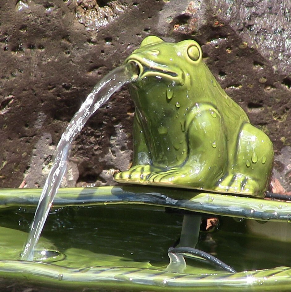 Sunnydaze Decor Ceramic Solar Frog Outdoor Water Fountain