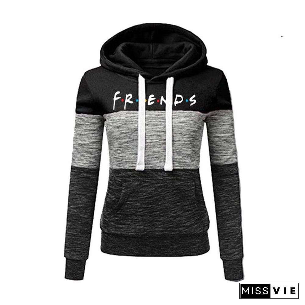 New Fashion Women's Casual Long Sleeve Pullover Sweatshirt Friends Printed Cotton Hoodies Warm Plus Size Tops