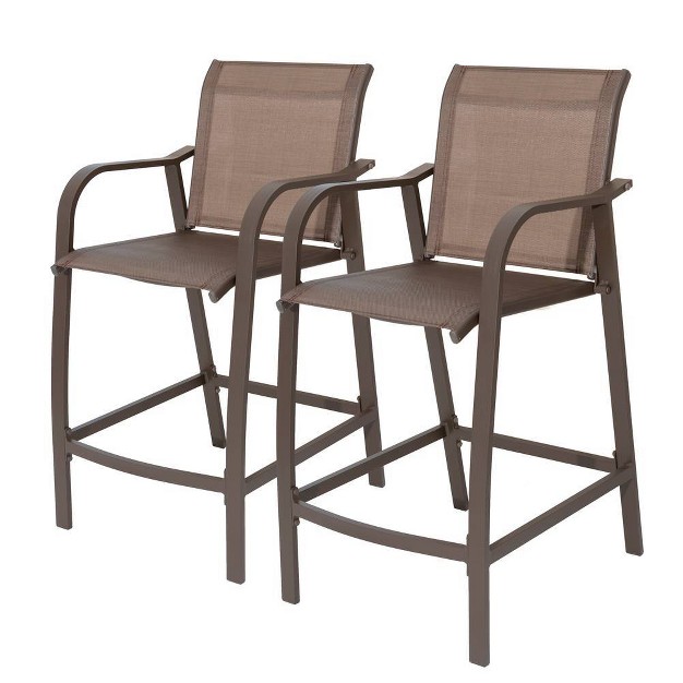 2pc Outdoor Counter Height Bar Stools Brown black Crestlive Products