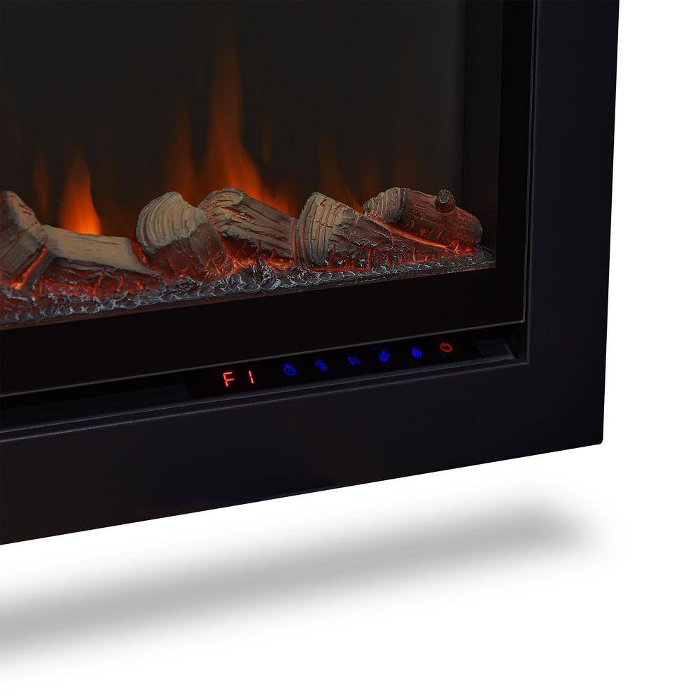 Real Flame 49 in. Wall-Mount Recessed Electric Fireplace Insert in Black 5555