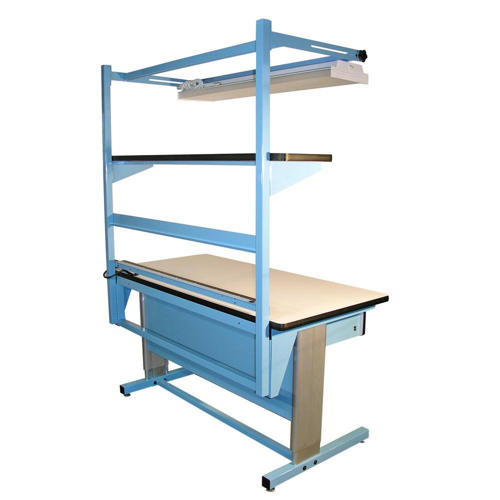 ProLine 60 in. Light BlueWhite Rectangular 1 -Drawer Standing Desk with Adjustable Height BIB16