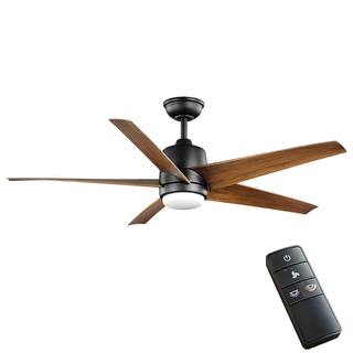 Hampton Bay Mena 54 in. White Color Changing Integrated LED IndoorOutdoor Matte Black Ceiling Fan with Light and Remote Control 58919