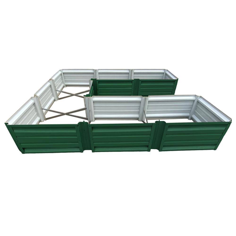 108 inch by 108 inch U Shaped Forest Green Metal Planter Box PTTM9x9x18-FORESTGREEN