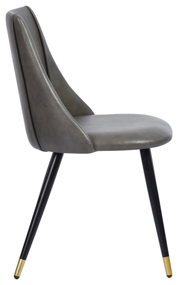 Homycasa 32.7 quotH Modern Leather Dining Chair in Gray (Set of 2)   Midcentury   Dining Chairs   by Homesquare  Houzz