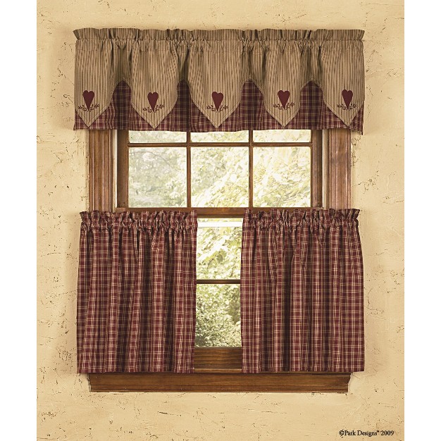 Park Designs Red Sturbridge Heart Embroidered Point Valance