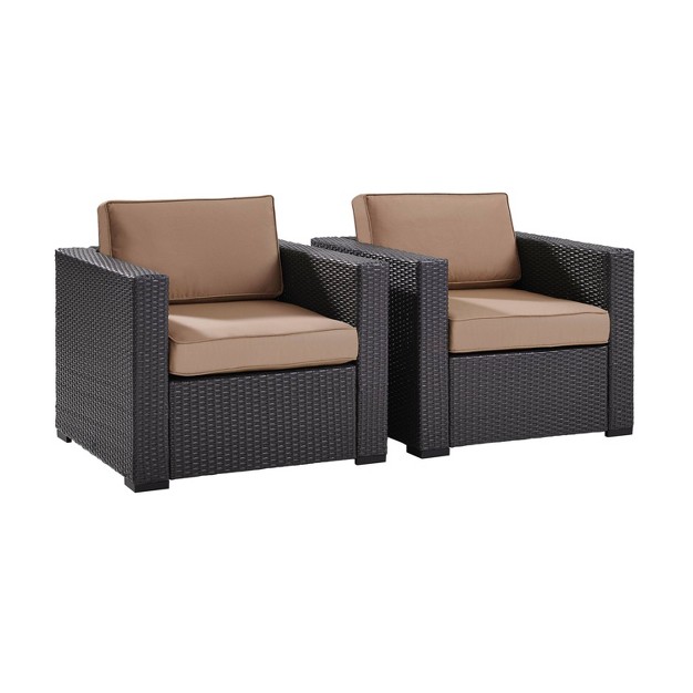 Biscayne 2pc Outdoor Wicker Chairs Mocha Crosley