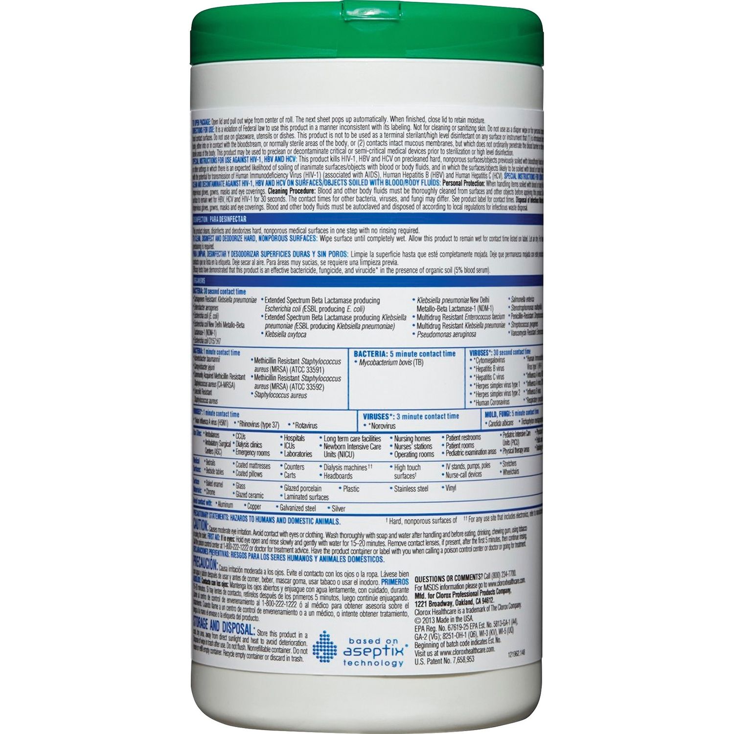 Hydrogen Peroxide Cleaner Disinfectant Wipes by The Clorox Company CLO30825