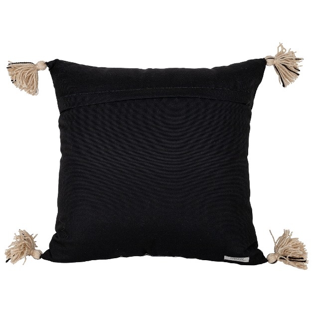 18x18 Inch Hand Woven Southwest Geo Outdoor Pillow Black Polyester With Polyester Fill By Foreside Home amp Garden