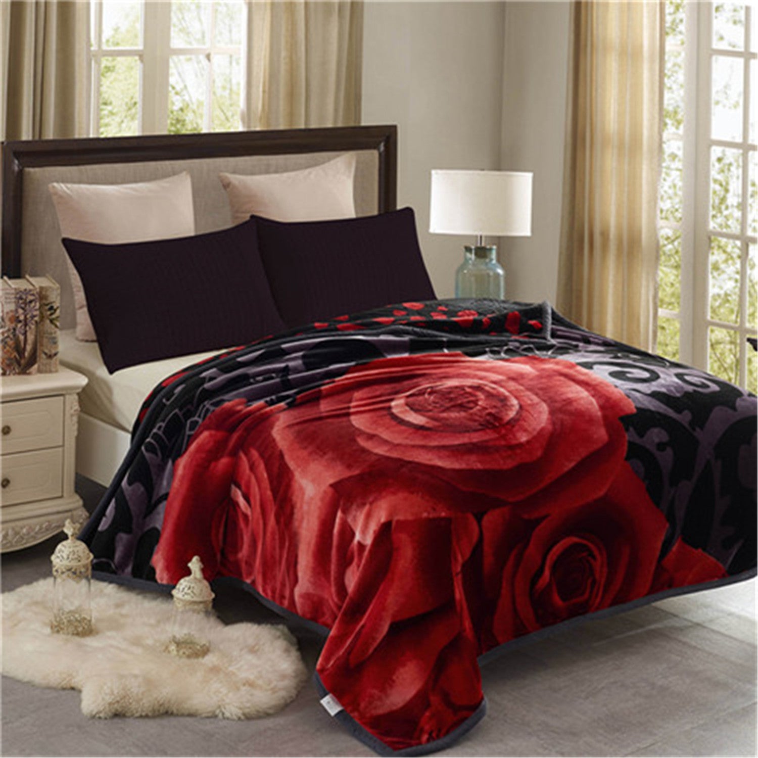 JML Queen Mink Plush Fleece Bed Blanket For Winter， 520GSM Silky Soft Warm Blanket，77