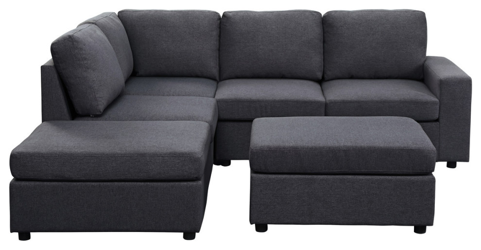 Skye Modular Sectional Sofa With Ottoman  Linen   Transitional   Sectional Sofas   by Lilola Home  Houzz