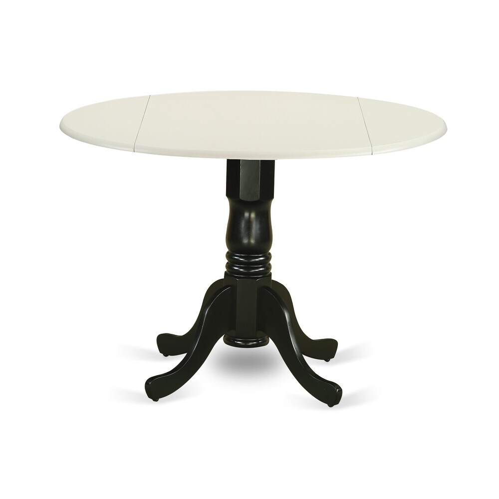 East West Furniture Dublin Dining Room Table   a Round kitchen Table Top with Dropleaf   Pedestal Base  Finish Options)